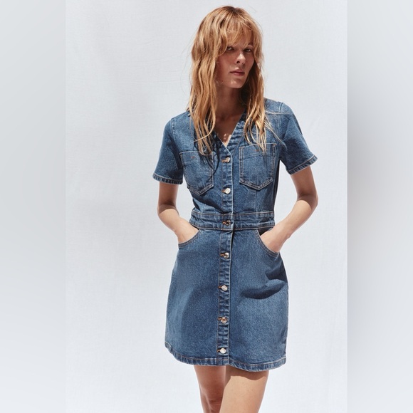 Zara Dresses & Skirts - ZARA Z1975 MINI DENIM SHORT SLEEVE DRESS | NWT L